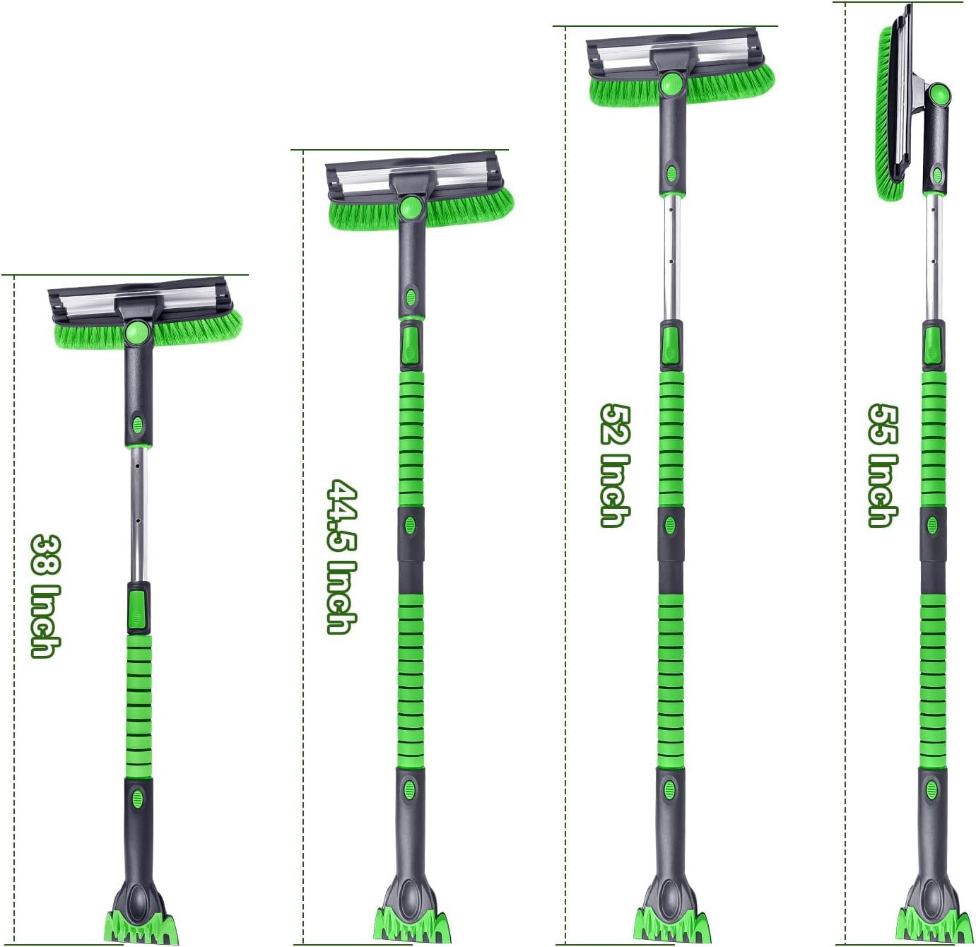 SEAAES 55 Inch Ice Scraper and Snow Brush with Squeegee, Extendable Snow Ice Removal with Foam Grip for Windshield SUV Truck Vehicle Window