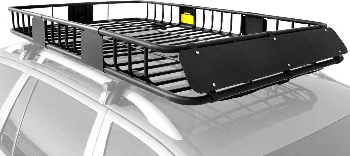 Roof Rack Carrier Basket Rooftop Cargo Carrier with Extension Black Car Top Luggage Holder 64"x 39"x 6" Universal for SUV Cars - OMOTOR