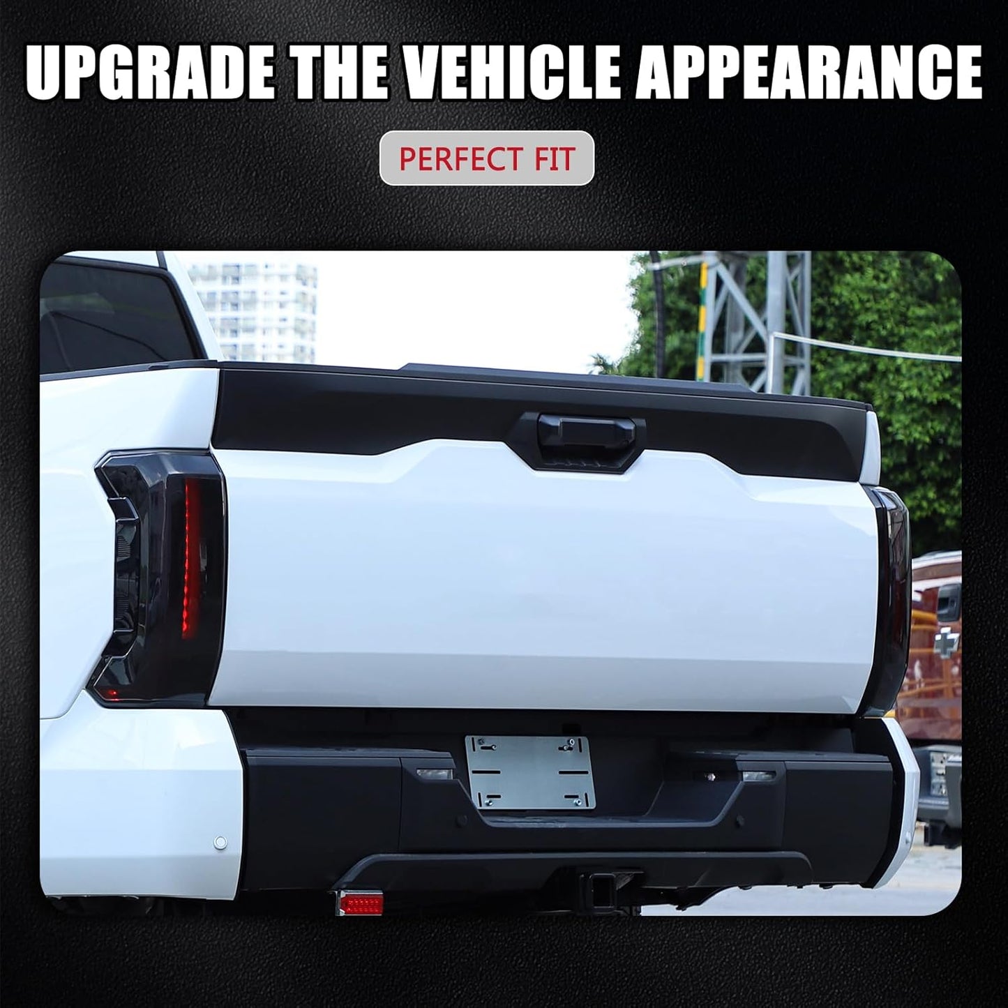 LLKUANG Rear Tail Light Cover Tail Lamp Shell Shade Guard Trim Frame Compatible with Toyota Tundra 2022 2023 2024 2025,ABS Car Taillight Protective Shell Bezels Smoke Black Taillight Shell Accessories