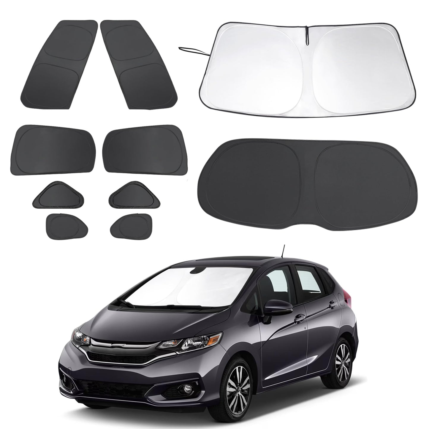 5PCS Windshield Sun Shade Custom Fit for 2021-2024 2025 Ford Bronco Accessories(Not for Bronco Sport) Foldable Sunshade Side Rear Window Shade Cover Full Set Privacy Protection