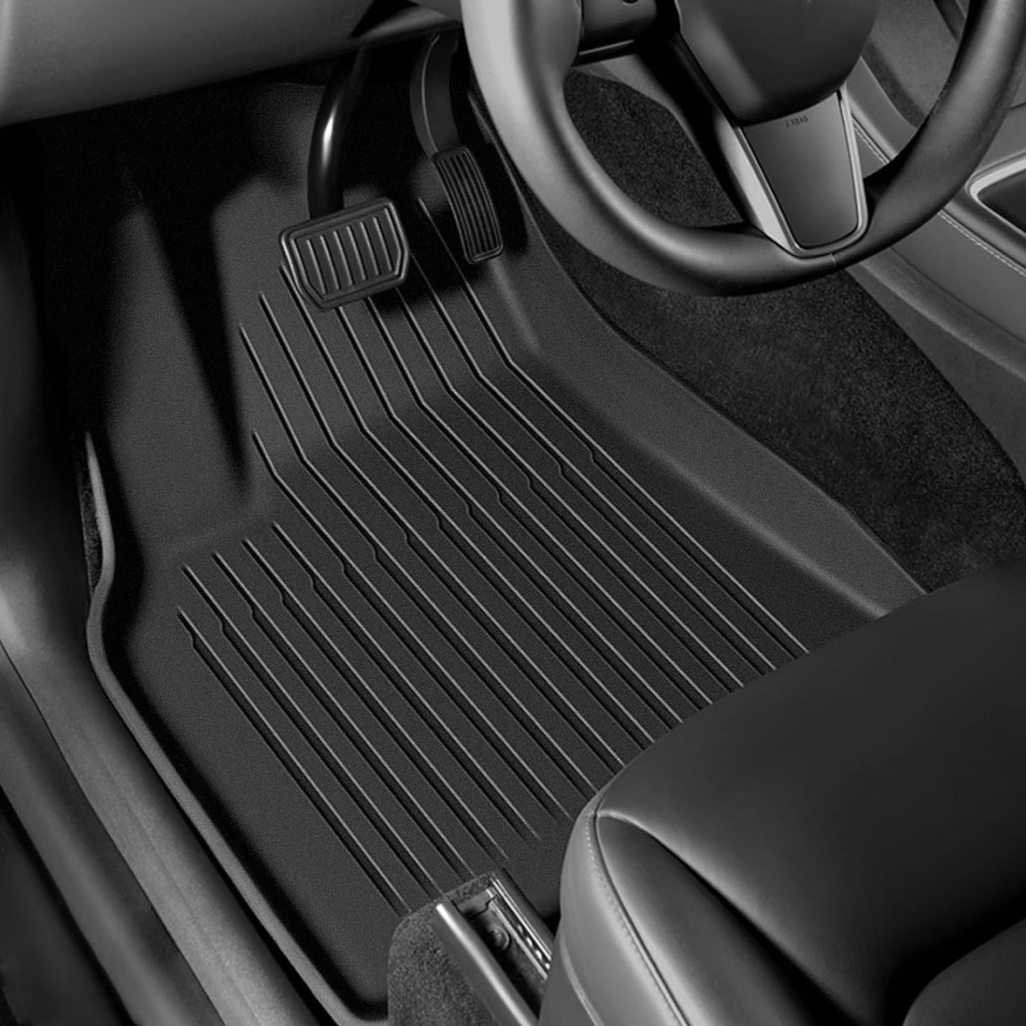Floor Mats for Tesla Model Y 2020-2024 All Weather TPE Cargo Liner Floor Mats and Cargo Trunk Mats Accessories (Set of 6 - Not Fit 7-Seat) - OMOTOR