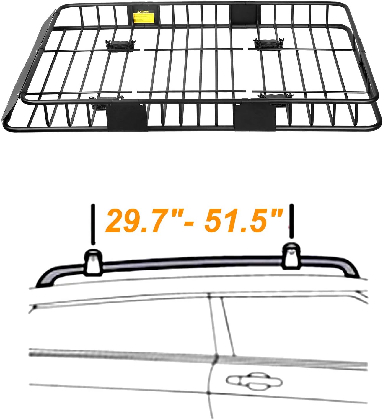Roof Rack Carrier Basket Rooftop Cargo Carrier with Extension Black Car Top Luggage Holder 64"x 39"x 6" Universal for SUV Cars - OMOTOR