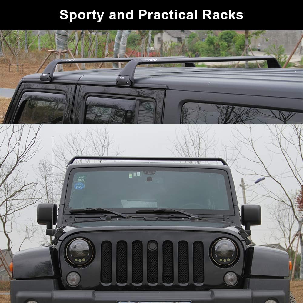 Snailfly Black Luggage Roof Rack Fit for 2007-2025 Jeep Wrangler JK JL Gladiator JT 2&4 Door Cross Bars