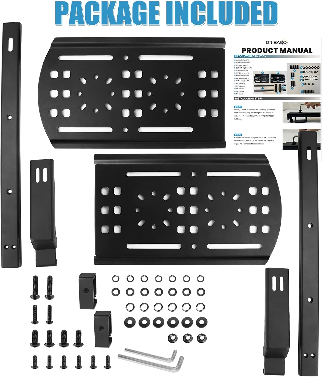 Rear Window Storage Molle Panel Kit Fits for 2018-2025 Jeep Wrangler JL Accessories, Cargo Bracket Mounting Plate for Recovery Traction Boards Mount Gas Can Mount, Wrangler JL Storage Solution