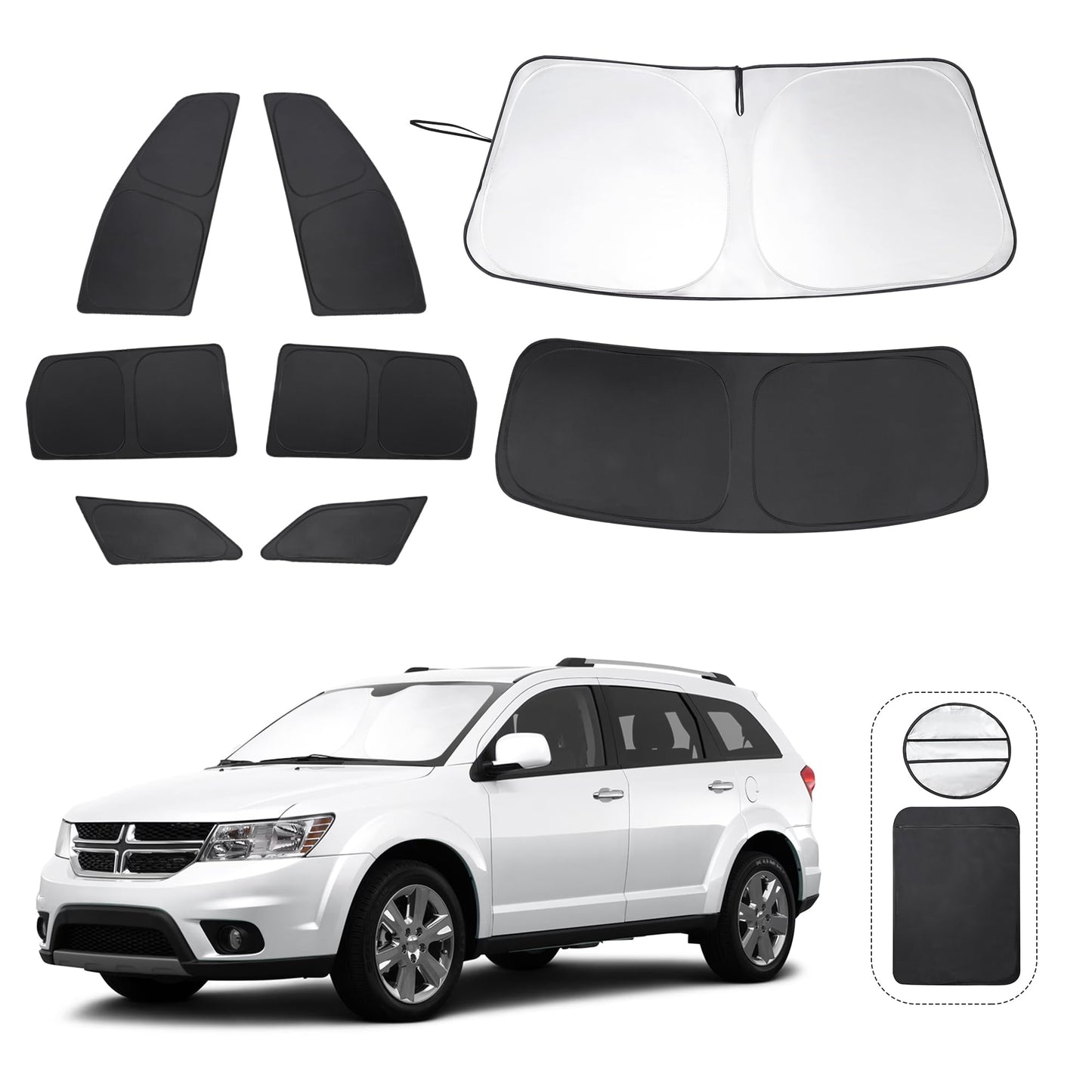 5PCS Windshield Sun Shade Custom Fit for 2021-2024 2025 Ford Bronco Accessories(Not for Bronco Sport) Foldable Sunshade Side Rear Window Shade Cover Full Set Privacy Protection