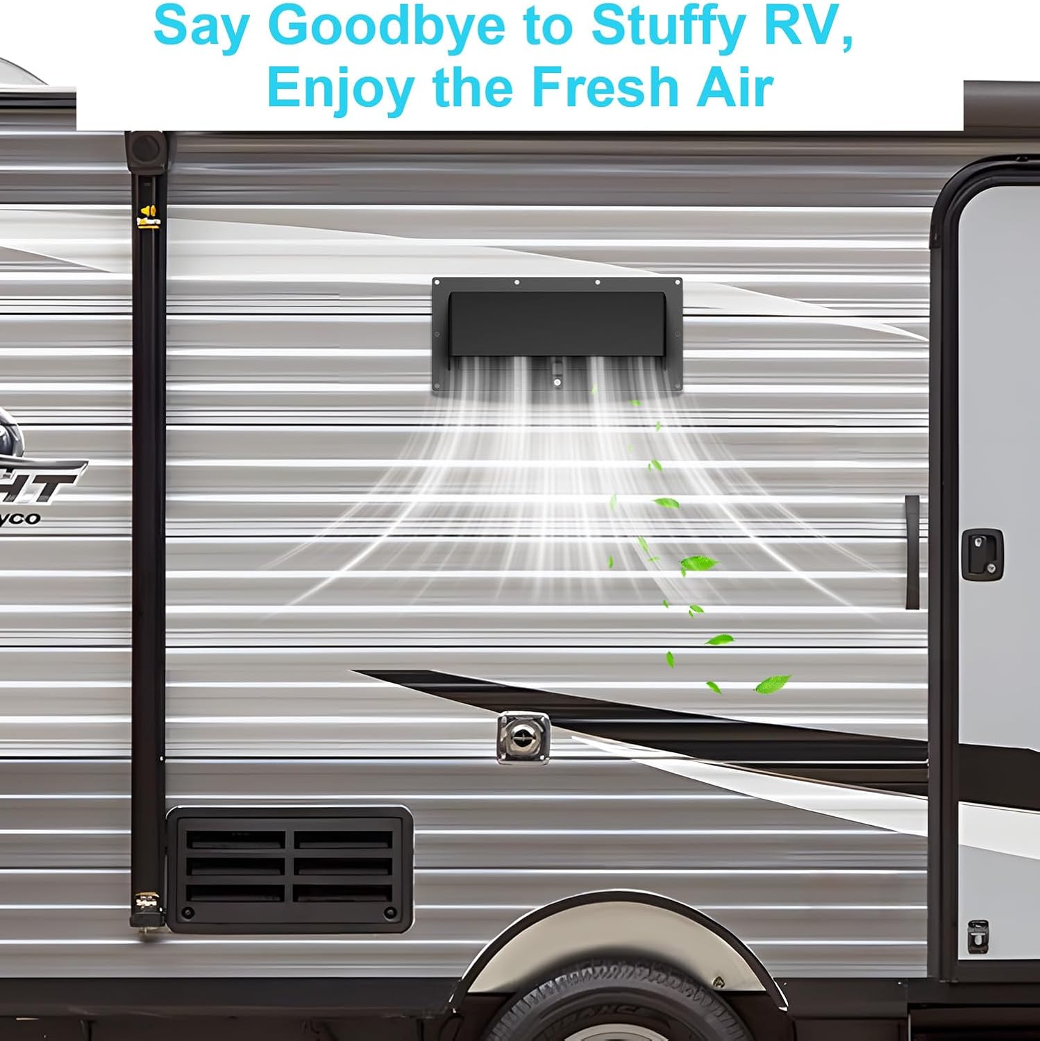 Aluminum RV Exhaust Range Hood Vent Cover with Adjustable Collar Depth Locking Damper - Camper Stove Microwave Exterior Sidewall Ventilation Replacement Kit for Trailer Motorhome (Black)