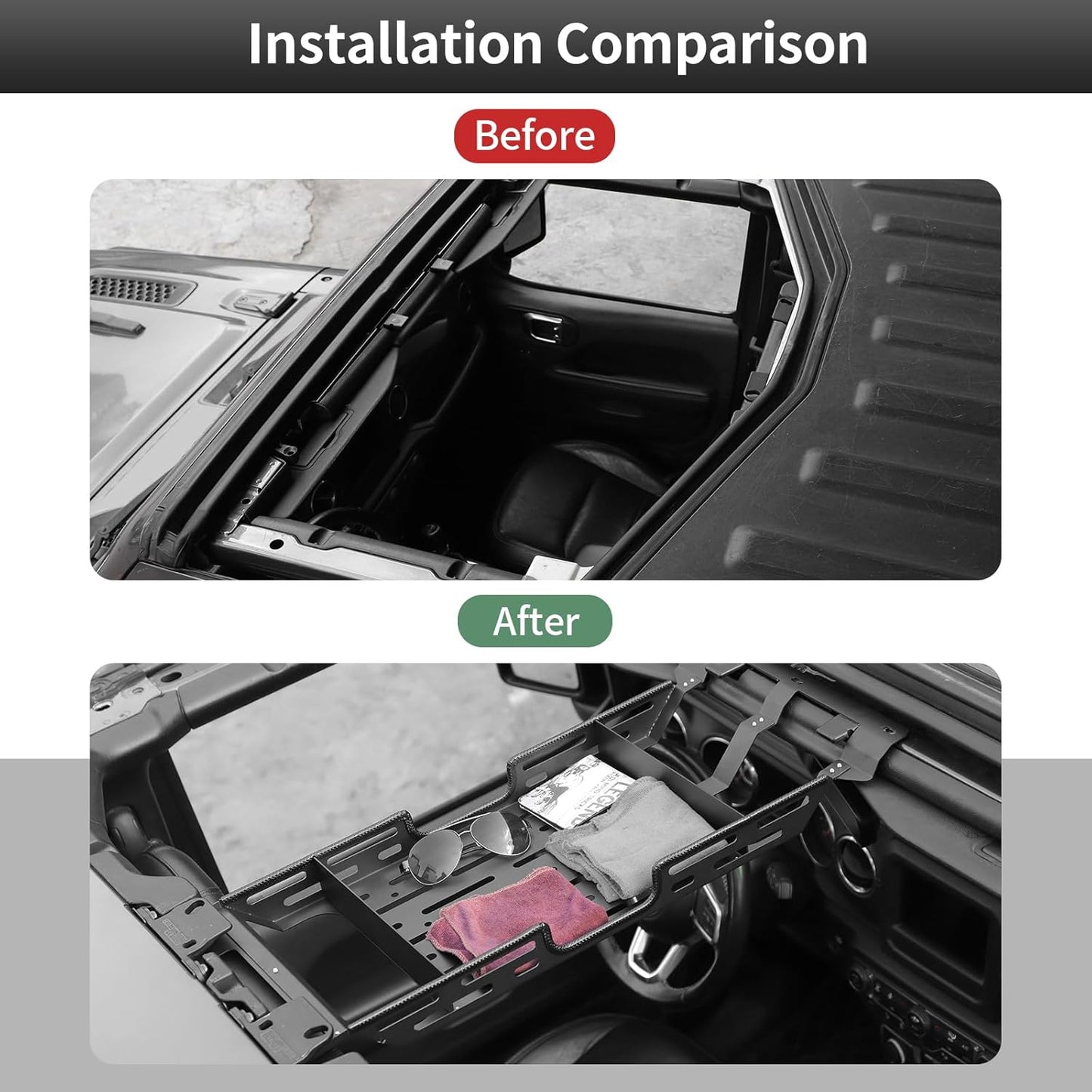 CheroCar Roof Rack Overhead Molle Panel Accessories Fit for 2018-2025 Jeep Wrangler JL JLU, for 2018-2025 Jeep Gladiator JT
