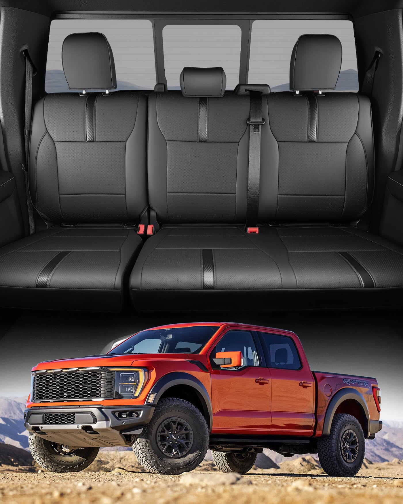Leather Waterproof Black Seat Covers for Ford F150 Seat Covers 2015-2026 SuperCrew/CrewCab(XL,XLT)
