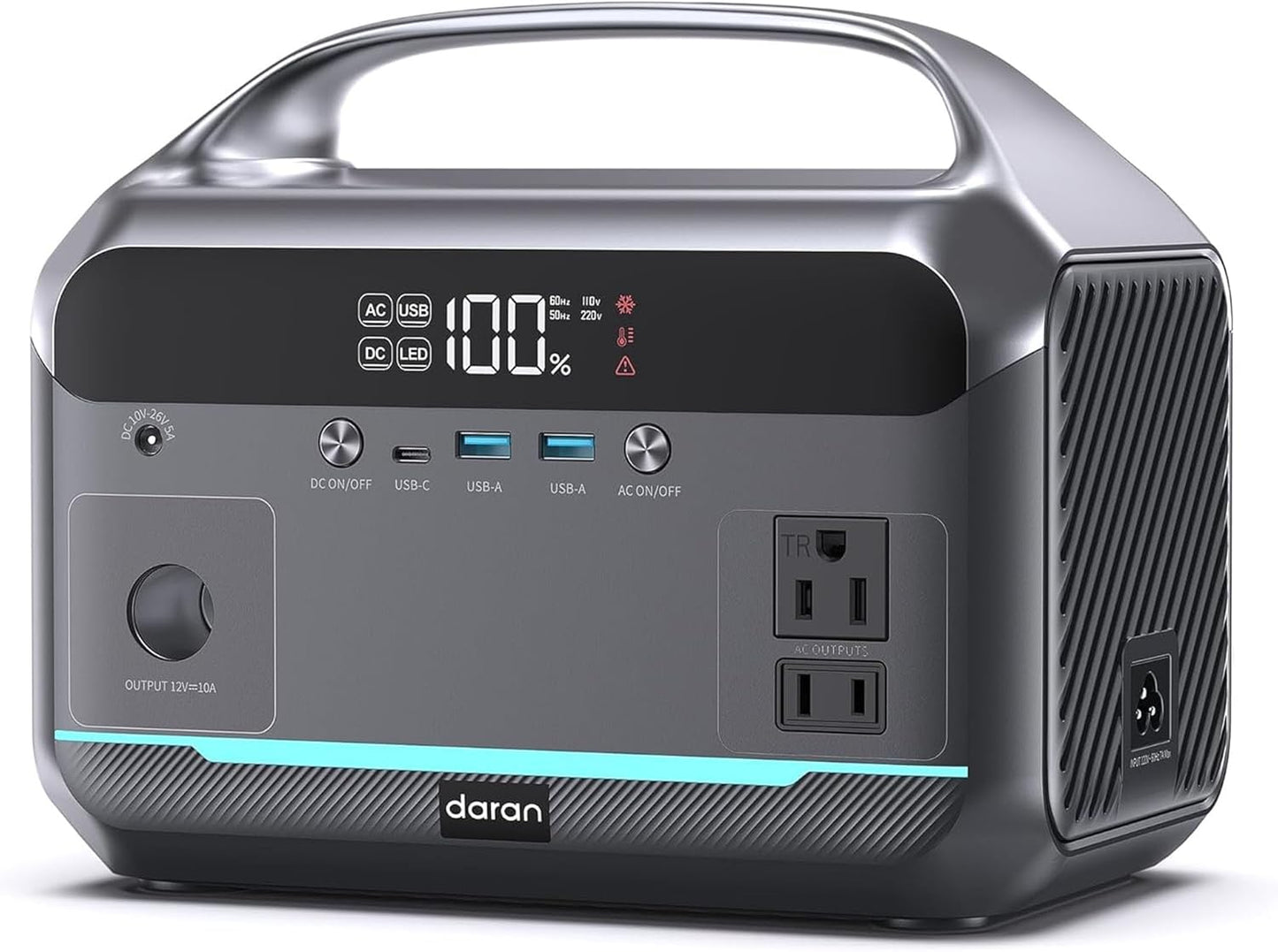 Portable Power Station 600W Surge, 288Wh (90,000mAh) LiFeP04 Battery, Solar Generator with 350W AC Outlets, 8.2LB Power Bank for Outdoor Camping, CPAP, Home & Emergency