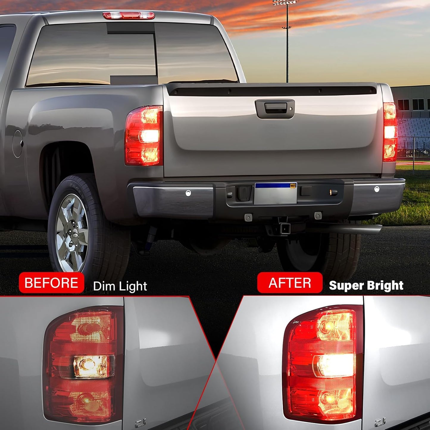Tail Lights Assembly for Chevy Silverado 1500 2500 3500 2500HD 3500HD 2007 2008 2009 2010 2011 2012 2013 2014 Rear Brake Turn Signal Left Driver Right Passenger Taillights, 2 Packs