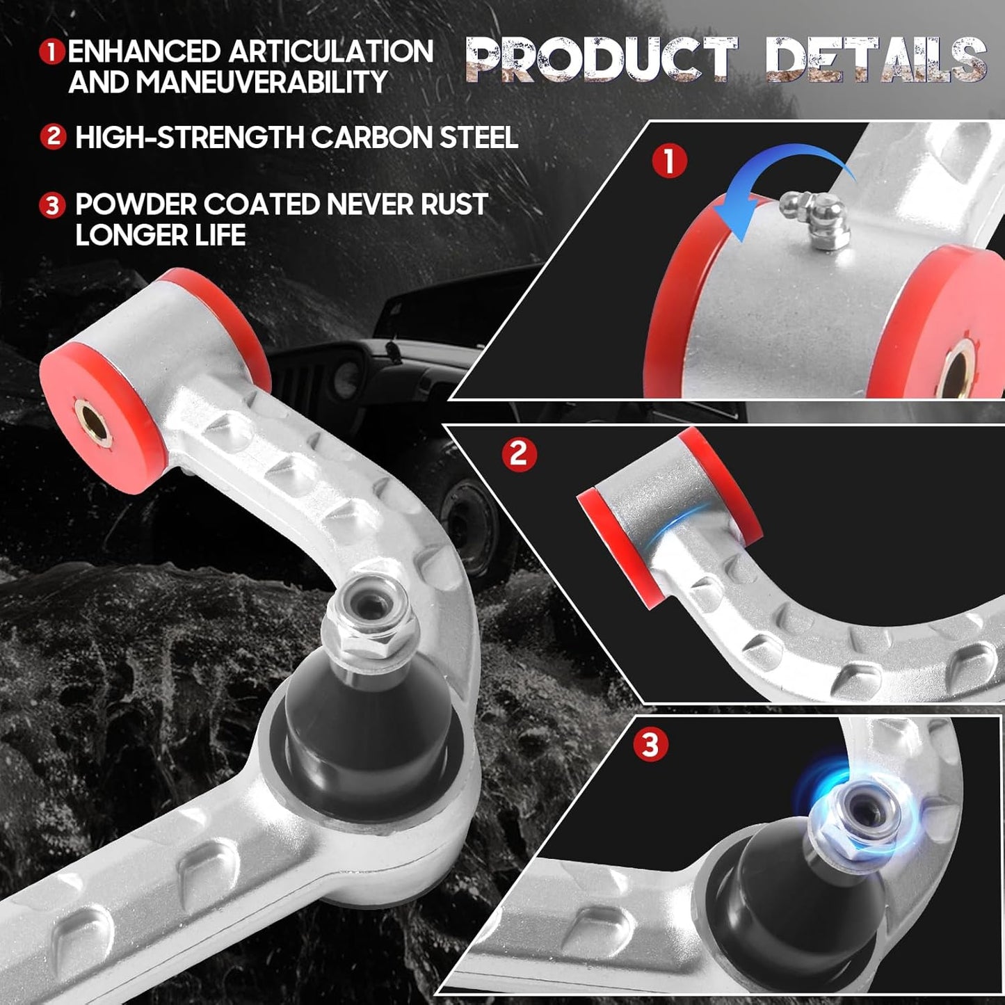 2-4" Lift Aluminum Upper Control Arm for 2004-2020 Ford F-150, Adjustable Control Arms Compatible with Expedition Navigator 06-22, Front Suspension Arms