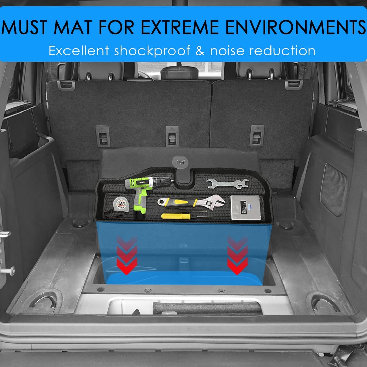 for Ford Bronco Rear Trunk Mat - Waterproof & Odorless Cargo Liner Storage Mat for 2021 2022 2023 2/4-Door Ford Bronco Accessories - OMOTOR