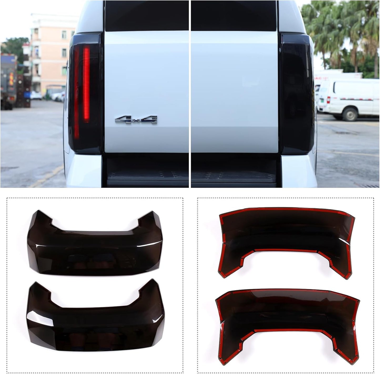 LLKUANG Rear Tail Light Cover Tail Lamp Shell Shade Guard Trim Frame Compatible with Toyota Tundra 2022 2023 2024 2025,ABS Car Taillight Protective Shell Bezels Smoke Black Taillight Shell Accessories