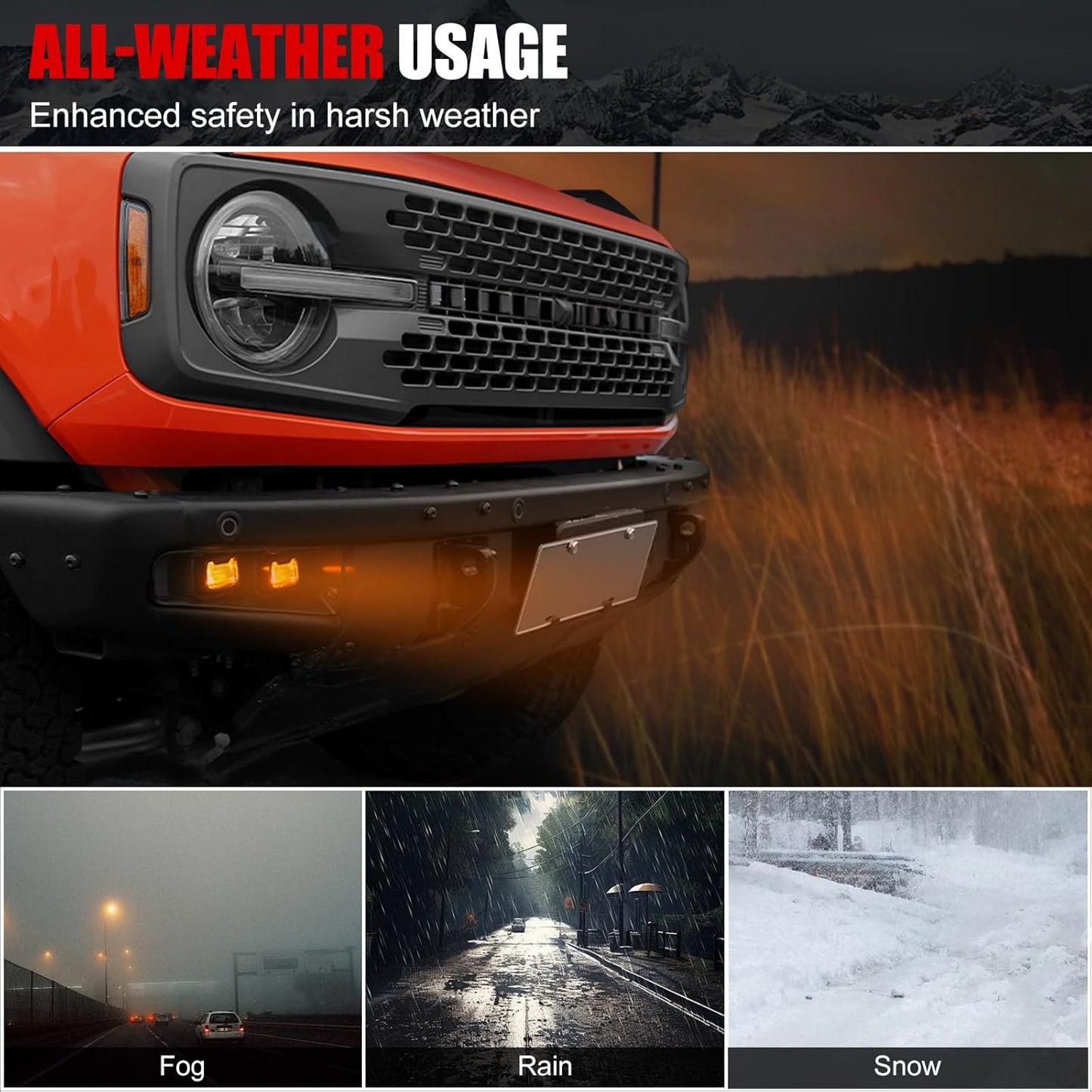 Mabett Raptor Style Fog Lights fit Ford Bronco 2021-2024, Lower Bumper Performance Heavy Duty Modular Lamps Lights for Bronco Accessories 2/4-Door