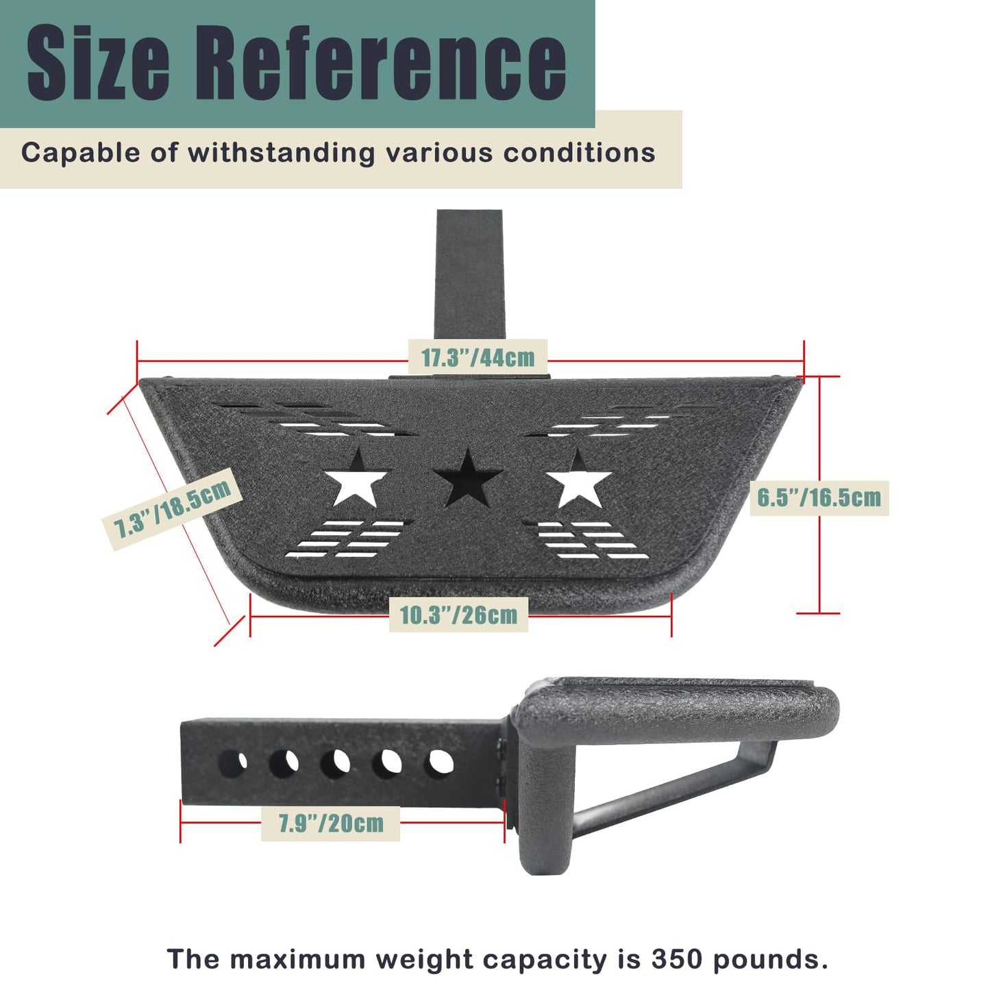 Universal Hitch Steps for Pickup Truck - Solid Trailer Hitch Step 2 Inch Receiver Hitch Accessories 17.3'' Rear Bumper Guard Protector for Car Vehicles SUV ATV Upgraded Textured Black with Pin Lock - OMOTOR