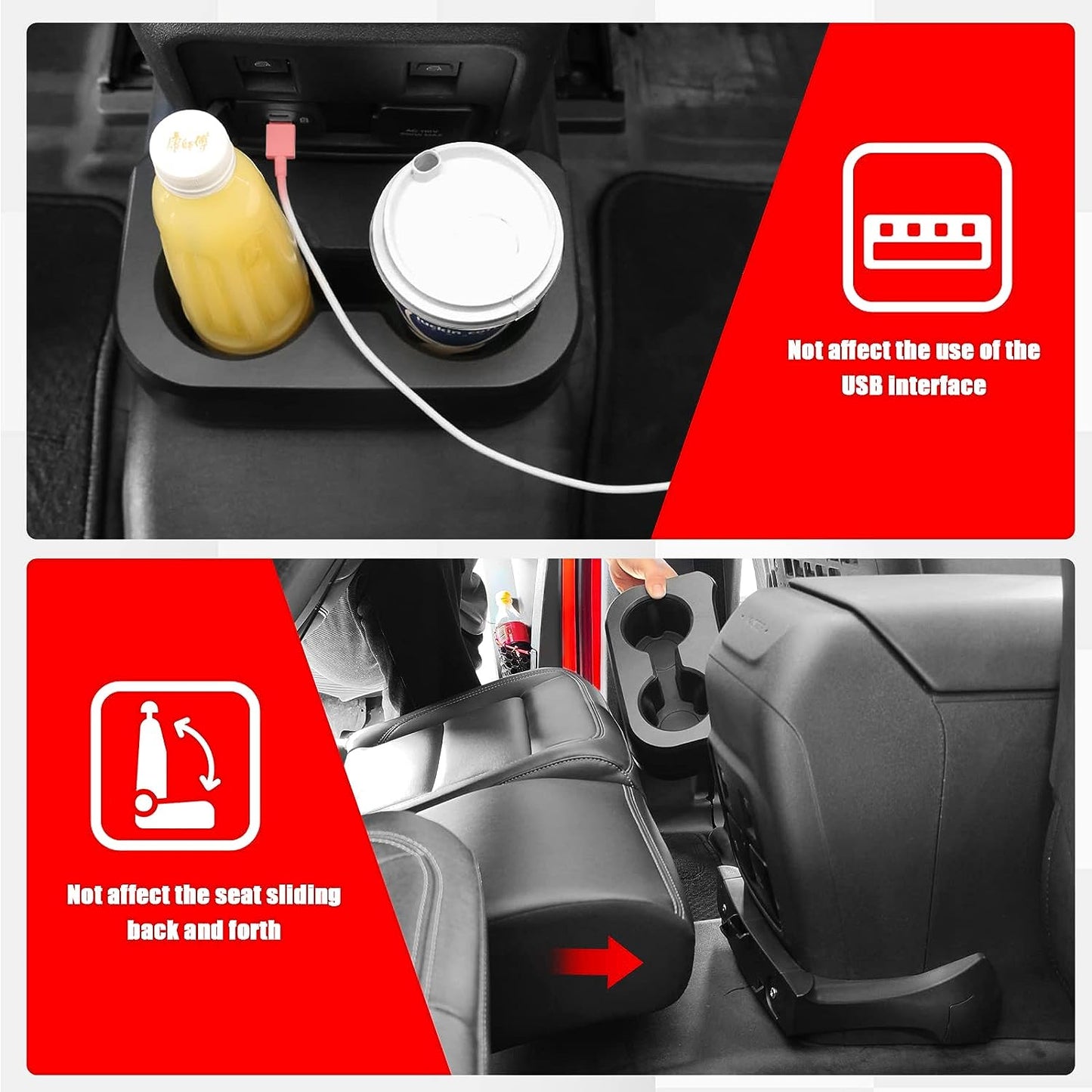 Removable Rear Dual Cup Holder for Ford Bronco 2021 2022 2023 2/4 Door Bronco Accessories(Not for Bronco Sport - OMOTOR