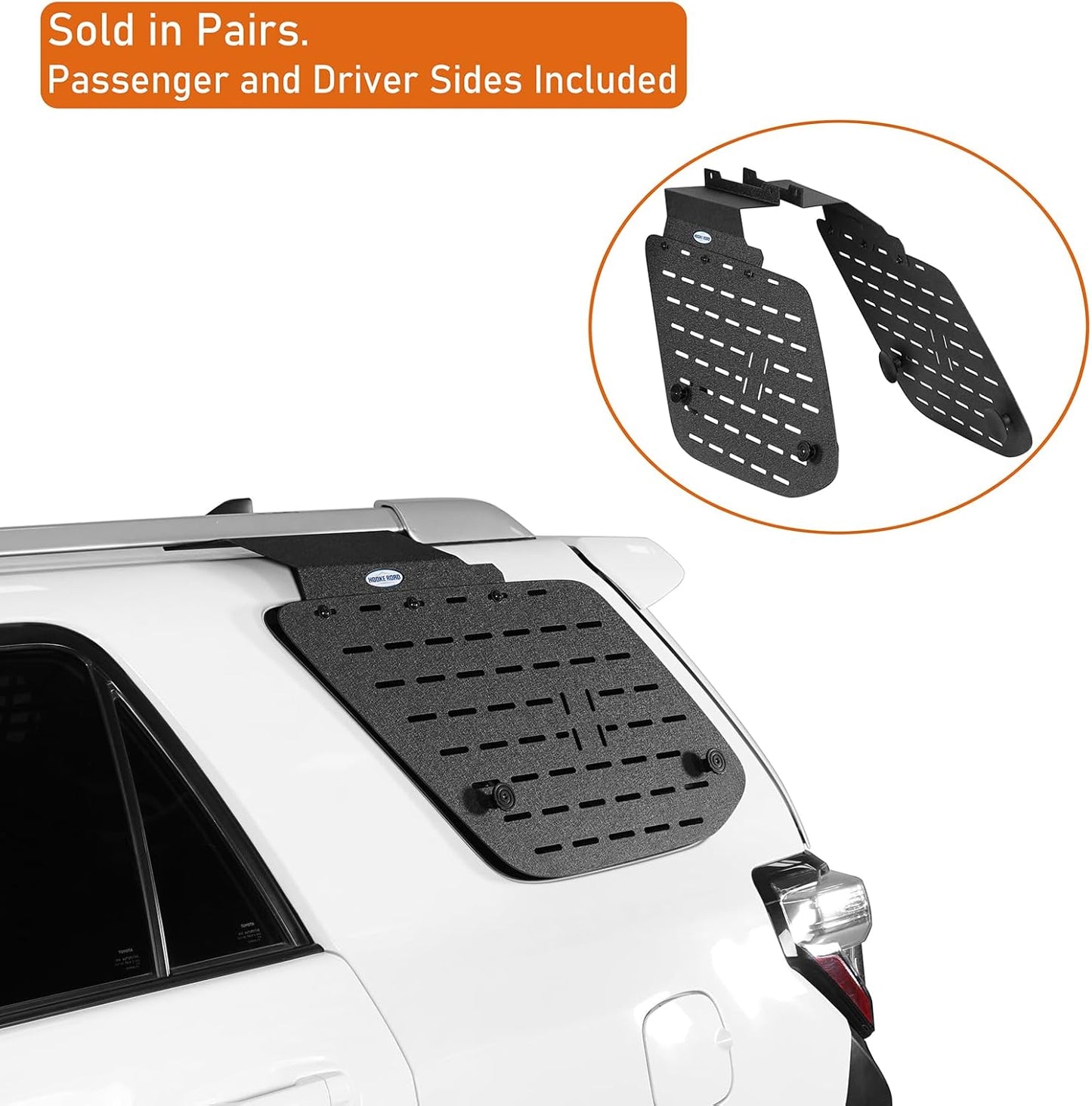 Hooke Road 10-24 4Runner Rear Window Molle Panel Modular Storage Panel System Exterior Cargo Rack Shelf for 2010-2024 Toyota 4Runner 5th Gen (Exclude 19+TRD Pro) - Pair