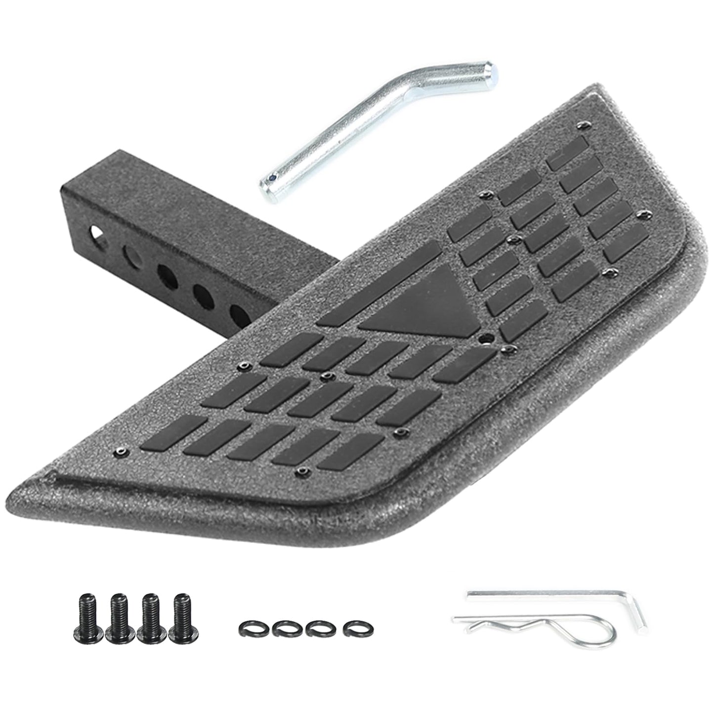 Universal Hitch Steps for Pickup Truck - Solid Trailer Hitch Step 2 Inch Receiver Hitch Accessories 17.3'' Rear Bumper Guard Protector for Car Vehicles SUV ATV Upgraded Textured Black with Pin Lock - OMOTOR