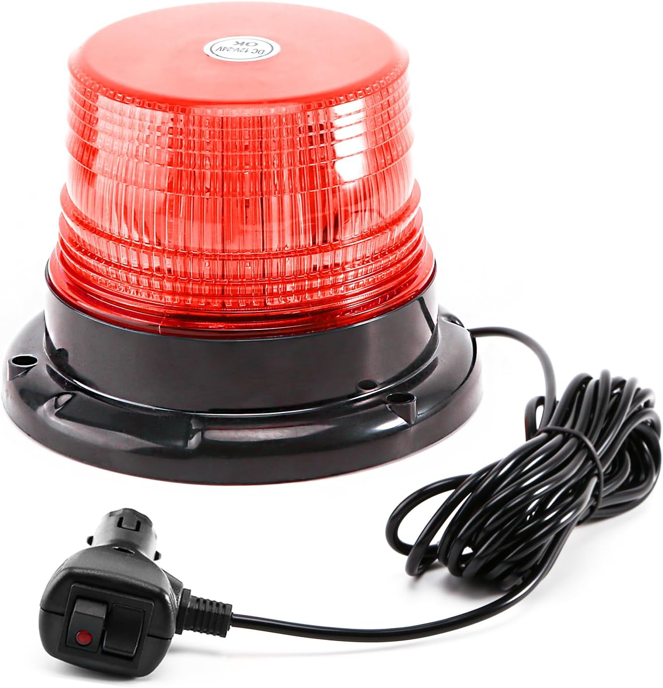 Amber LED Beacon Strobe Light, 12-24V Emergency Warning Light Bar with Magnetic Base, 7 Flash Modes , Base for Snow Plow Truck Construction Vehicles Forklift Tractor Golf Carts - OMOTOR
