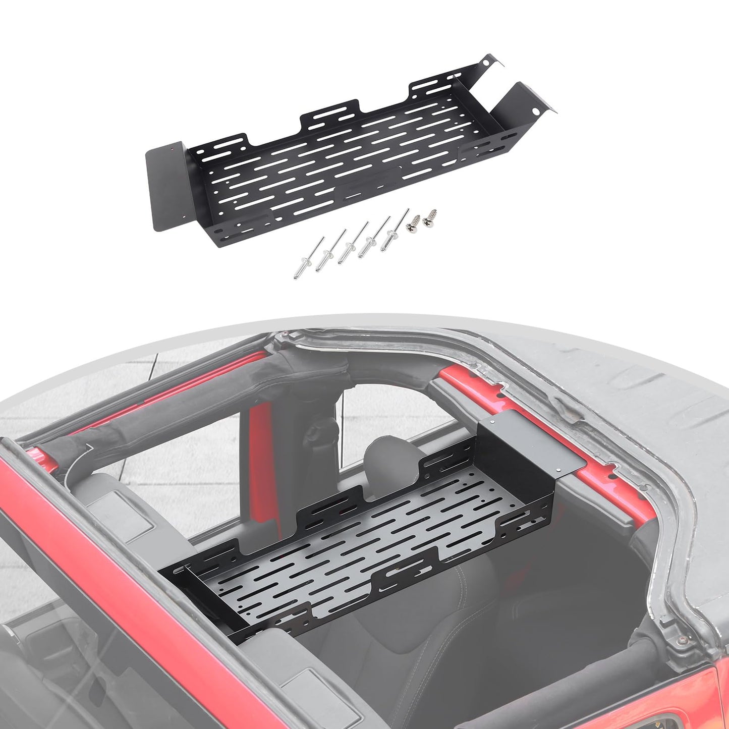 CheroCar Roof Rack Overhead Molle Panel Accessories Fit for 2018-2025 Jeep Wrangler JL JLU, for 2018-2025 Jeep Gladiator JT