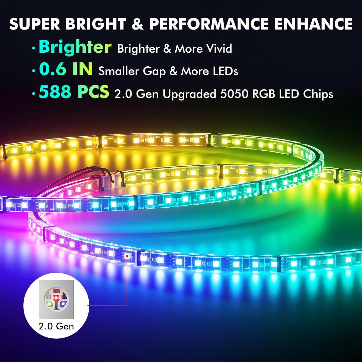 15.5" Double Row Wheel Lights, Brighter RGB Dream Chasing LED Rim Lights with App & Remote Control, Music Wheel Ring Light with Turn & Braking Signal Compatible with Various Trucks SUV Car(4PCS)