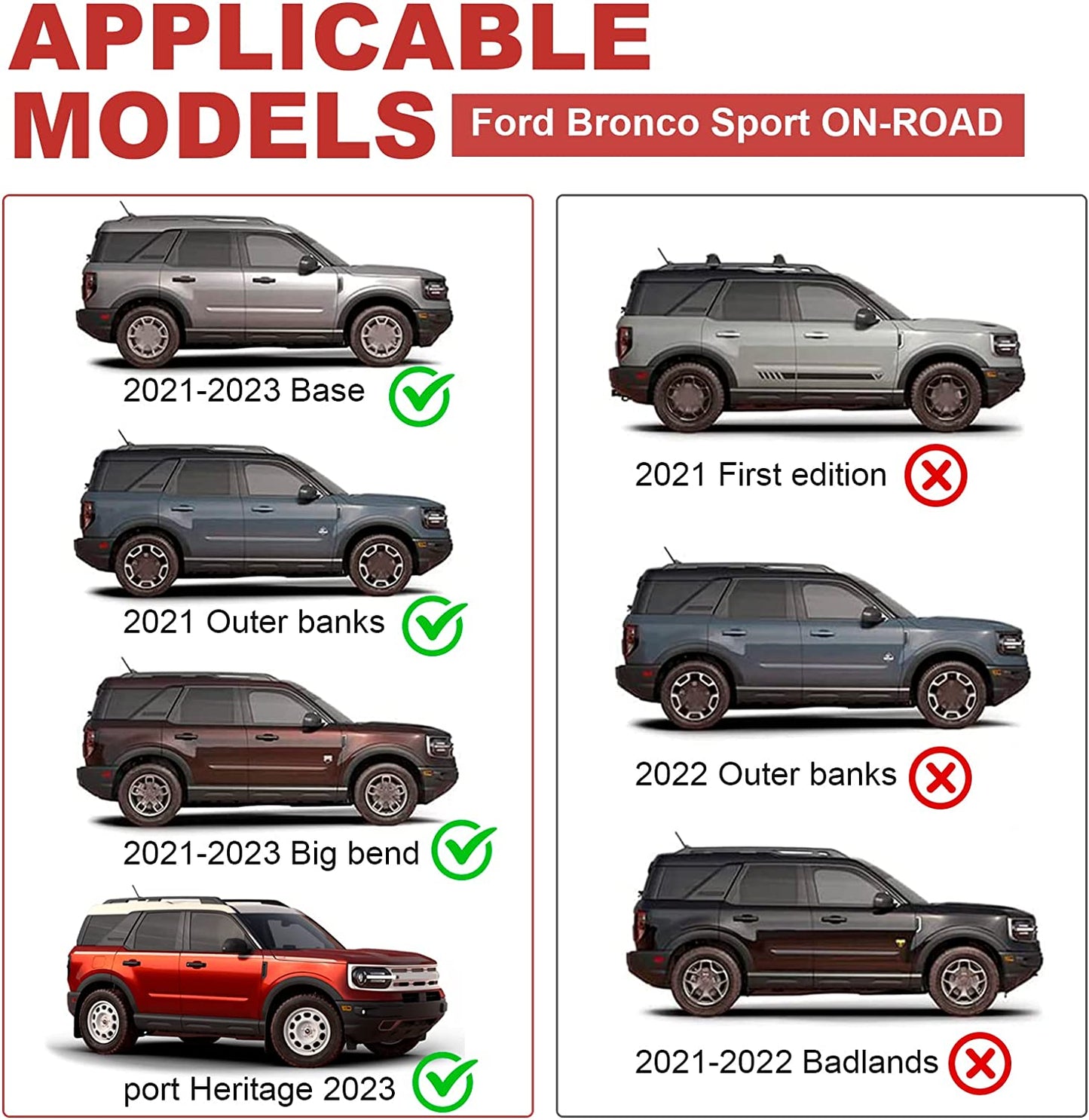 Heavy Duty 265lbs Roof Racks Cross Bars for Ford Bronco Sport Base 2021-2023 - OMOTOR