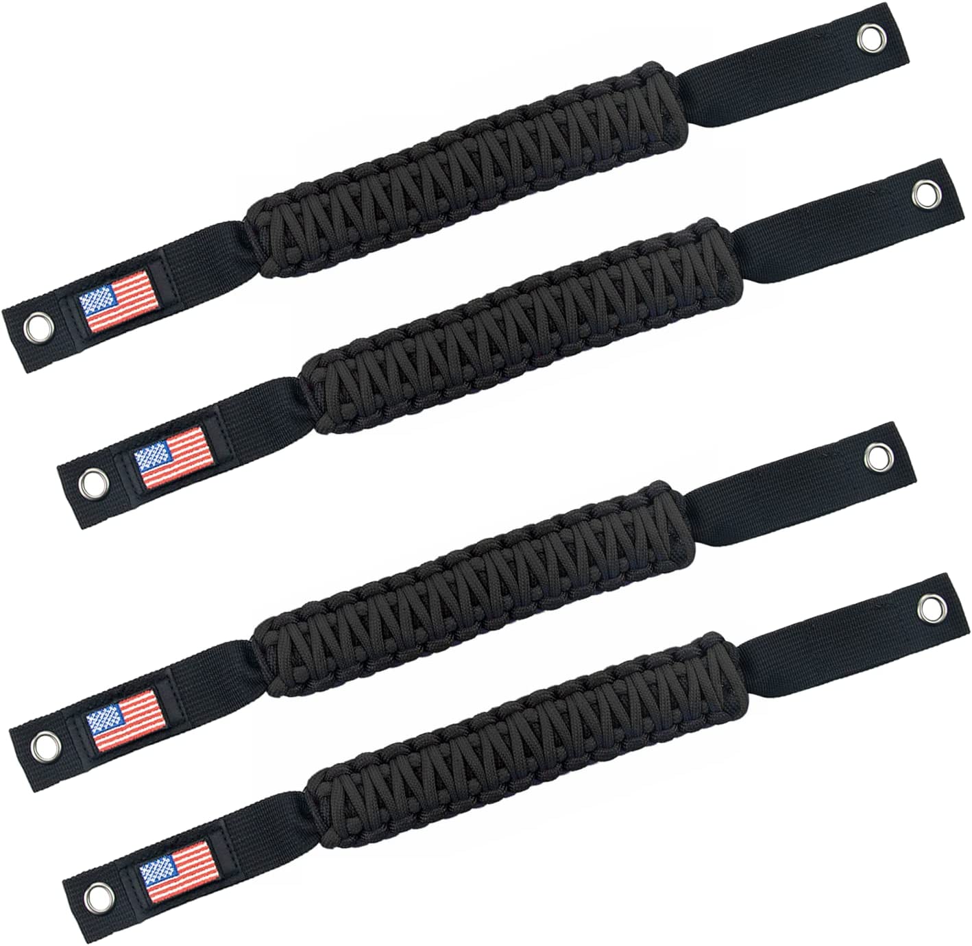Roll Bar Paracord Grab Handles Compatible with Ford Bronco 2021 2022 2/4 Door, Bronco Grab Handles Interior Accessories (Black 4Pcs) - OMOTOR
