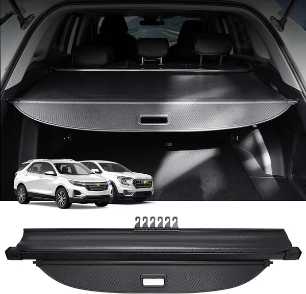 Cargo Cover for Chevy Chevrolet Equinox GMC Terrain 2024 2023 2022 2021 2020 2019 2018 Accessories Retractable Trunk Cover All Weather Shielding Shade Cargo Luggage Cover Carbon Fiber Texture - OMOTOR