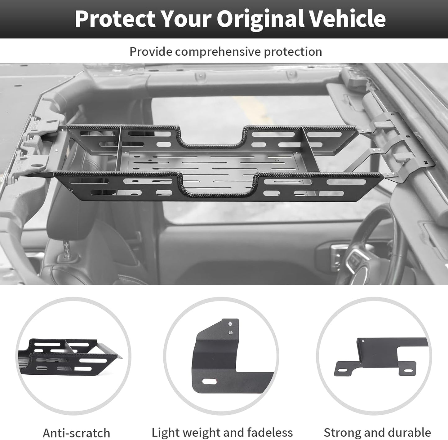 CheroCar Roof Rack Overhead Molle Panel Accessories Fit for 2018-2025 Jeep Wrangler JL JLU, for 2018-2025 Jeep Gladiator JT