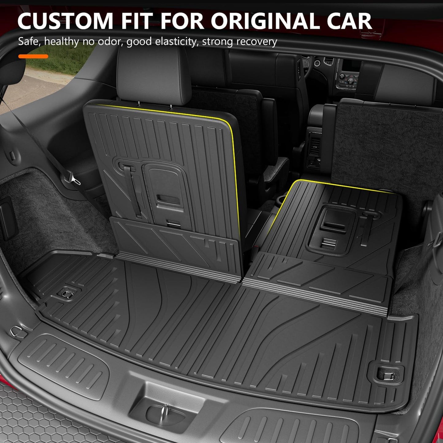 powoq Cargo Mat Compatible with 2016-2025 Dodge Durango 6&7 Seats Trunk Mat 3rd Backrest Mat Replacement for 2016-2025 Dodge Durango Accessories(Trunk Mat+3rd Row Backrest Mat)