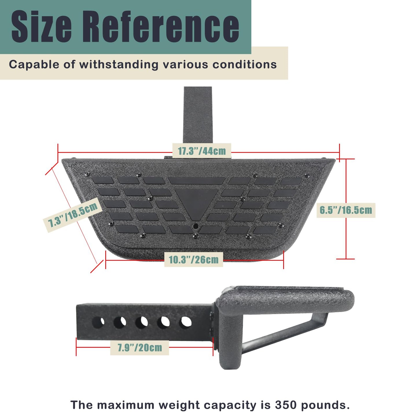 Universal Hitch Steps for Pickup Truck - Solid Trailer Hitch Step 2 Inch Receiver Hitch Accessories 17.3'' Rear Bumper Guard Protector for Car Vehicles SUV ATV Upgraded Textured Black with Pin Lock - OMOTOR