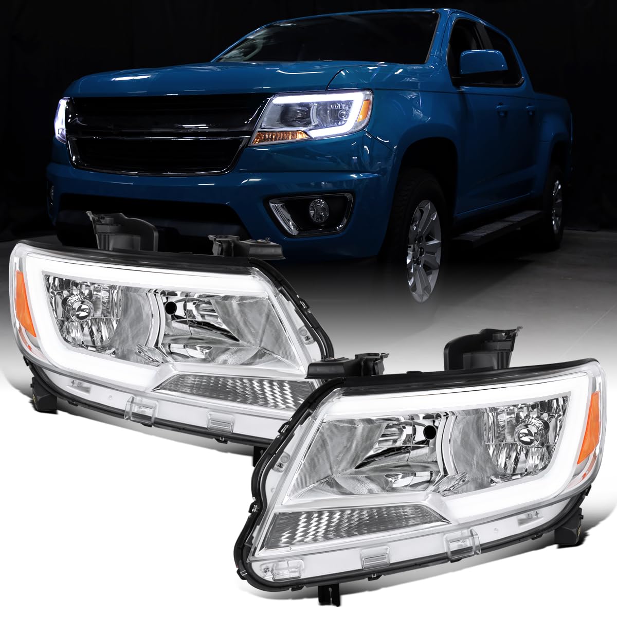 Chevy Colorado LED Tube Headlights Assembly Pair
