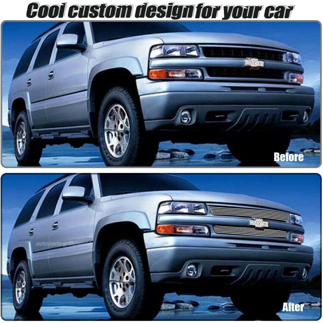 Billet Grille Grill for 1999-2002 Chevy Silverado 1500/2006 Tahoe Front Grille Insert Mirror Polished Main Upper Grill