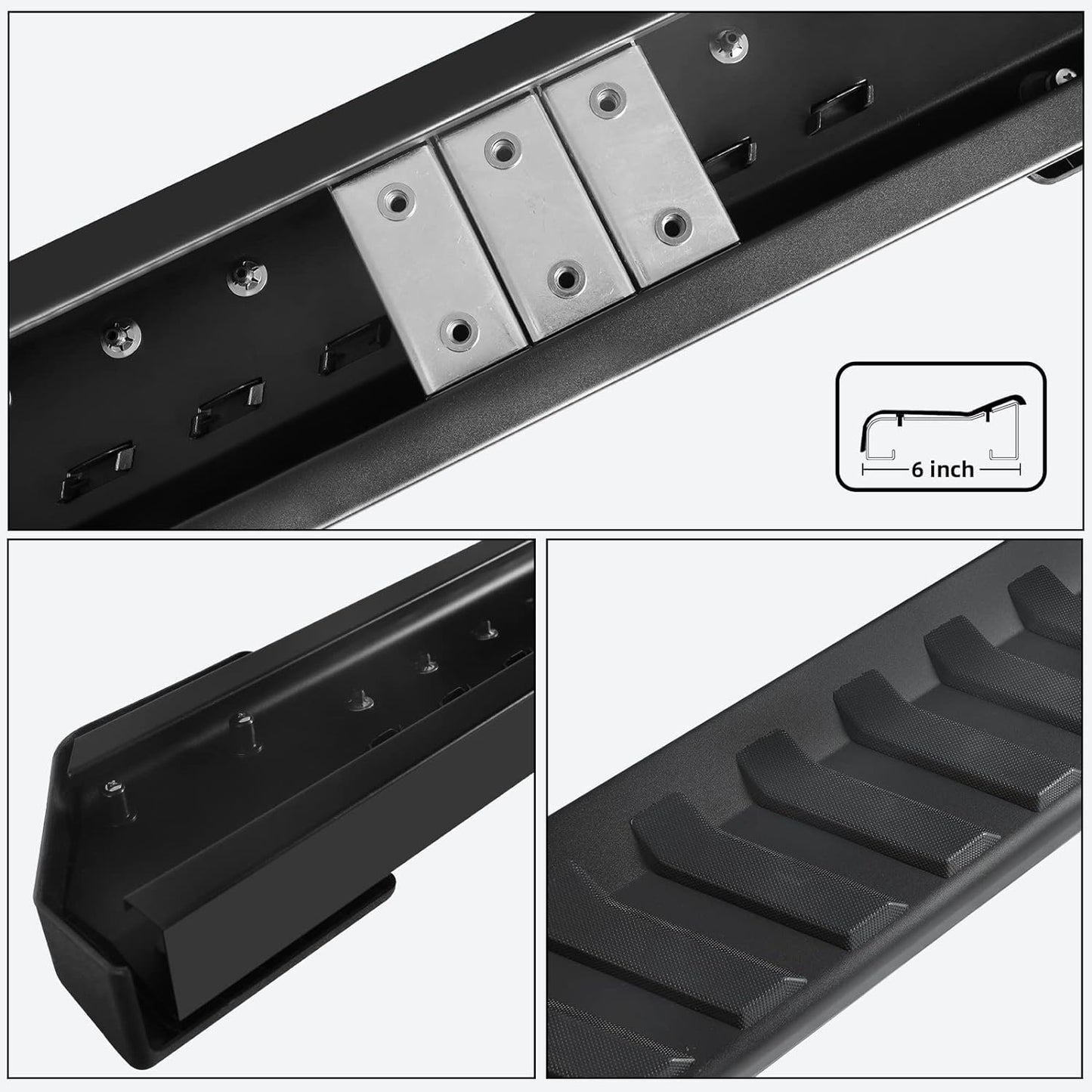 Pair Running Board Nerf Bar Compatible with 15-23 Ford F150 Superduty Crew Cab(4 Full Size Doors) Rocker Slider Side Steps,Width 6 Inches V Style.with OE Style Brackets - OMOTOR