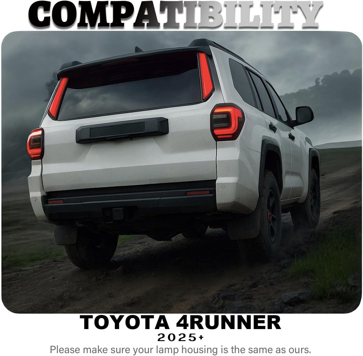 LED Tail Lights Brake fit for 2025 Toyota 4Runner W/Smoked Black Lens Red Driving/Braking/Sequential turn signal Light Accessories