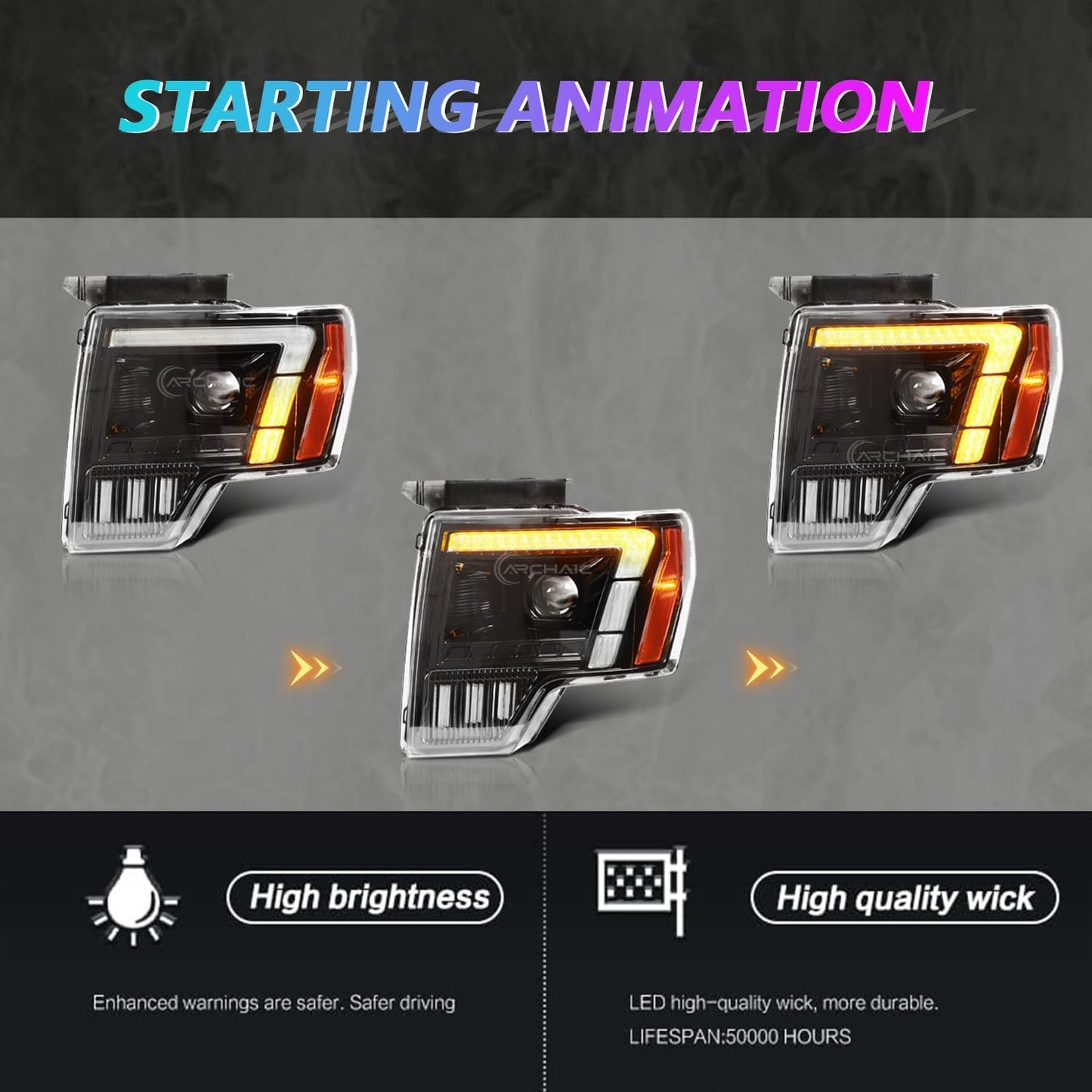 LED Headlights Compatible with 2009-2014 Ford F150 FX2/FX4/King Ranch/Lariat/Limited/Platinum/STX/SVT Raptor/XL/XLT/Lariat Limited