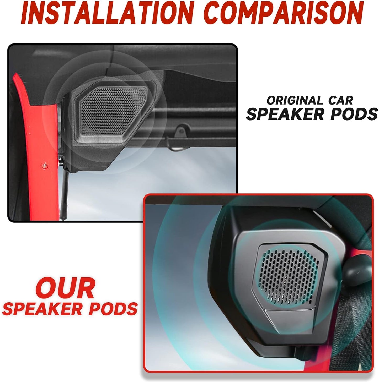 Rear Speaker Pods Compatible with Ford Bronco 2021 2022 2023, Upgrade 6.5" Pods for Bronco Accessories 2/4-Door, Interior Accessories Black - OMOTOR