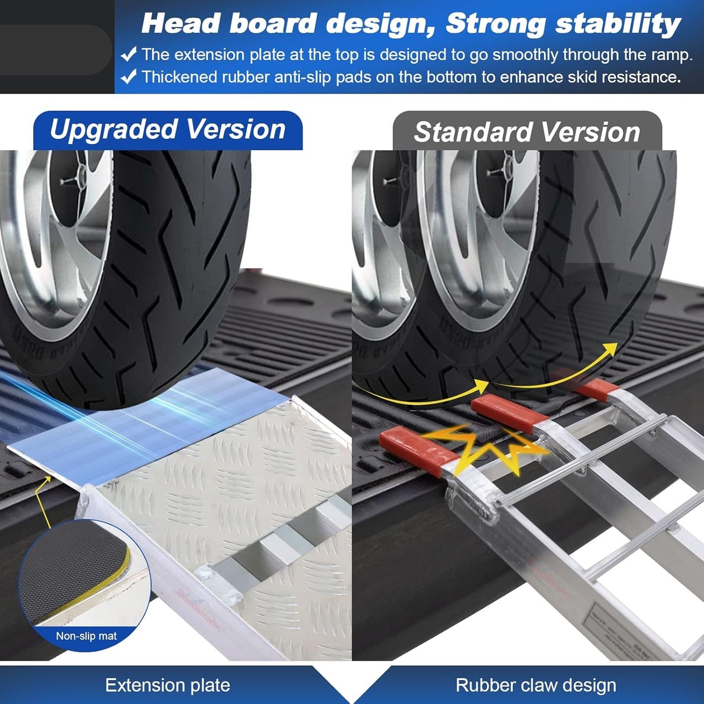 7.5'L × 11" W Folding Loading Ramp, 1500 lbs Capacity, Heavy-Duty Aluminum Portable ATV UTV Ramp/Motorcycle Ramp/Truck Ramp for Dirt Bikes,Carts,Trucks,Lawn Mowers,Snow Blowers Pickup,1 PC - OMOTOR