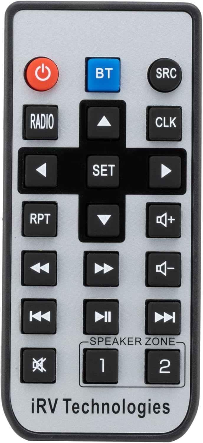 IRV 37 RV Mechless Stereo Unit AM/FM Radio/Bluetooth | Remote Included | LCD Display | Clock