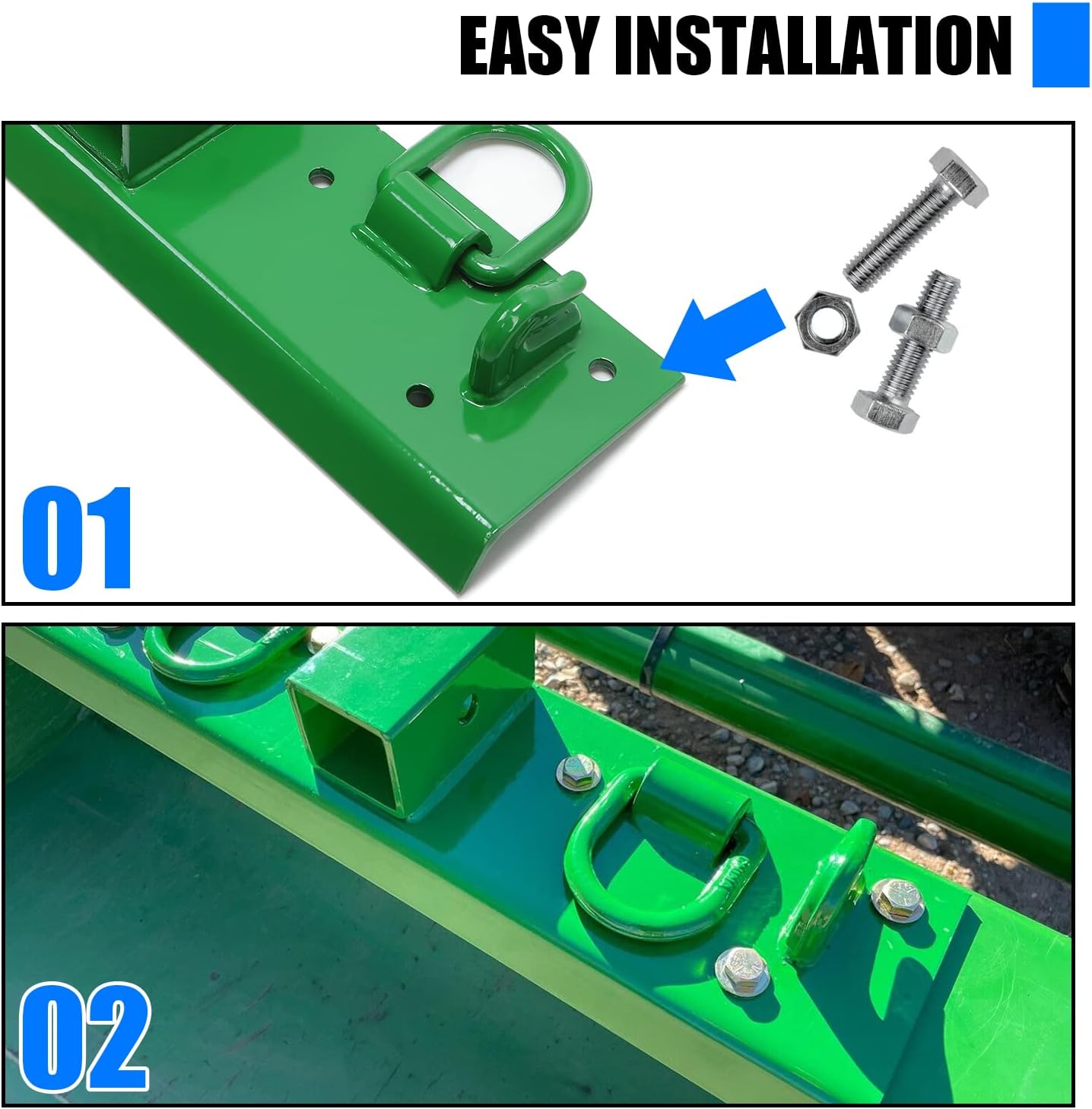 Tractor Grab Hooks 4.96" W × 21.93" L Compatible with John Deere 2" Receiver Compact Tractor Bolt on Grab Hooks - OMOTOR