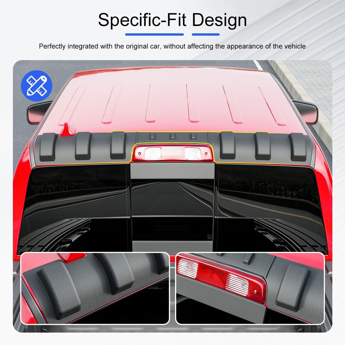 Rear Roof Protector Compatible with 2009-2018 Dodge Ram 1500 Rear Roof Spoiler Replacement for 2009 2010 2011 2012 2013 2014 2015 2016 2017 2018 Dodge Ram 1500 Accessories