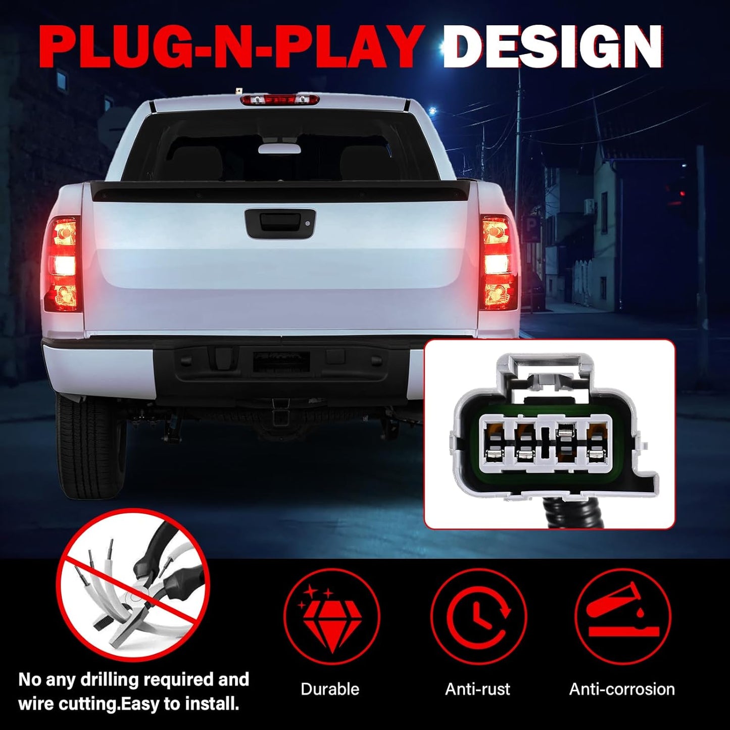 Tail Lights Assembly for Chevy Silverado 1500 2500 3500 2500HD 3500HD 2007 2008 2009 2010 2011 2012 2013 2014 Rear Brake Turn Signal Left Driver Right Passenger Taillights, 2 Packs