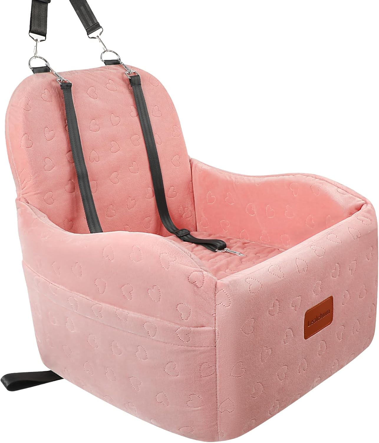 Dog Booster Car Seat for Small/Medium Dogs, Memory Foam Elevated Cushion, Fully Detachable & Washable with Safety Leashes, Fits All Car Seats & SUV - OMOTOR