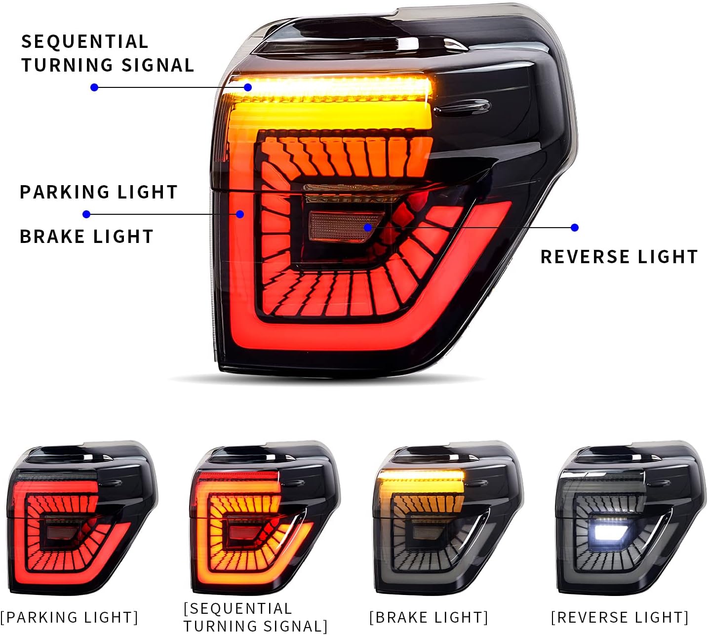 LED Tail Lights for Toyota 4Runner TRD/Limited/Off-Road/SR5/Sport/Nightshade 2014-2023,Rear Light Assembly with Sequential Turn Signal/Start Up Animation Light for 4 Runner,Smoked (Style 1)