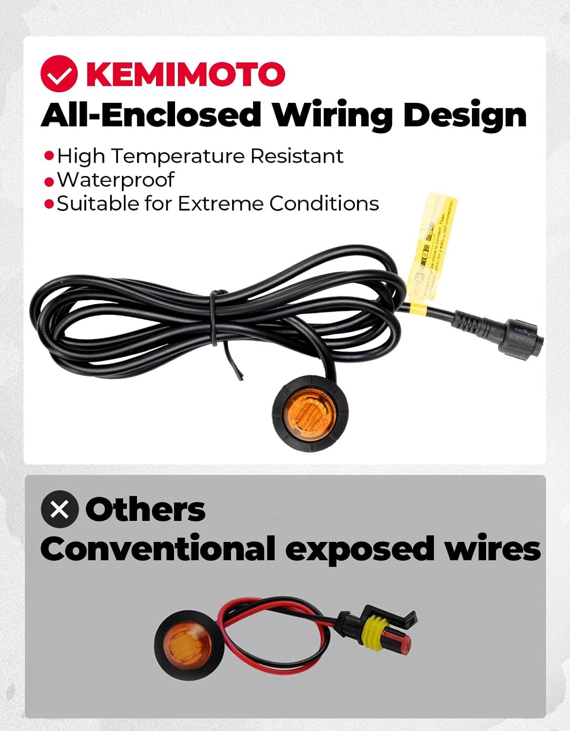 KEMIMOTO UTV Turn Signal Kit with Horn, Pre-Wired, Plug and Play UTV ATV Blinker with Rocker Switch, Hazard Light, Universal Street Legal Kit Compatible with Polaris, Can-Am, Kawasaki, CFMOTO