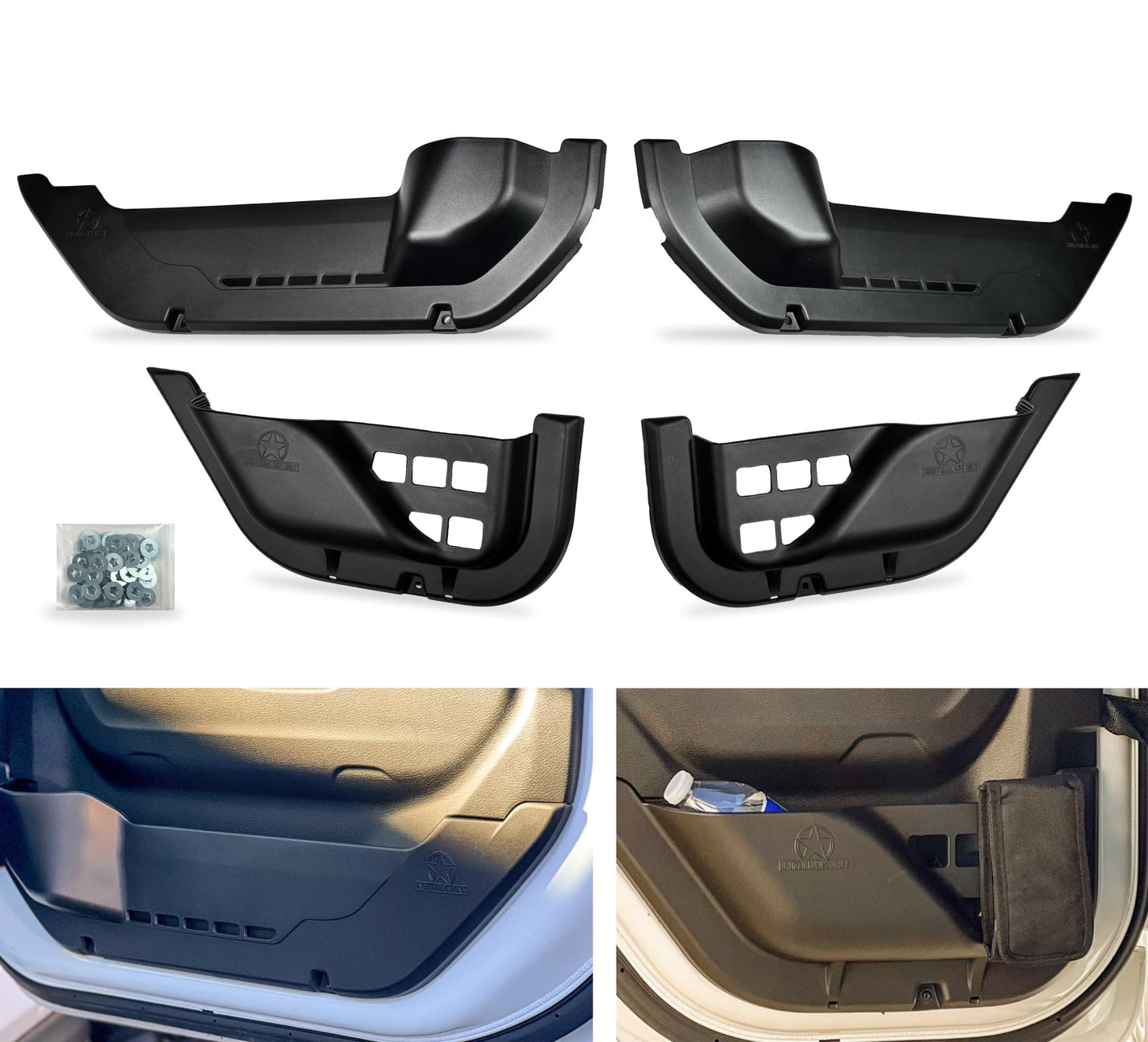 OEM-Plus Front Door Only Pockets for MY2018-2025 Jeep Wrangler JL, JLU, JT Gladiator | Electric Seat Compatible | Made in USA (2 Door)