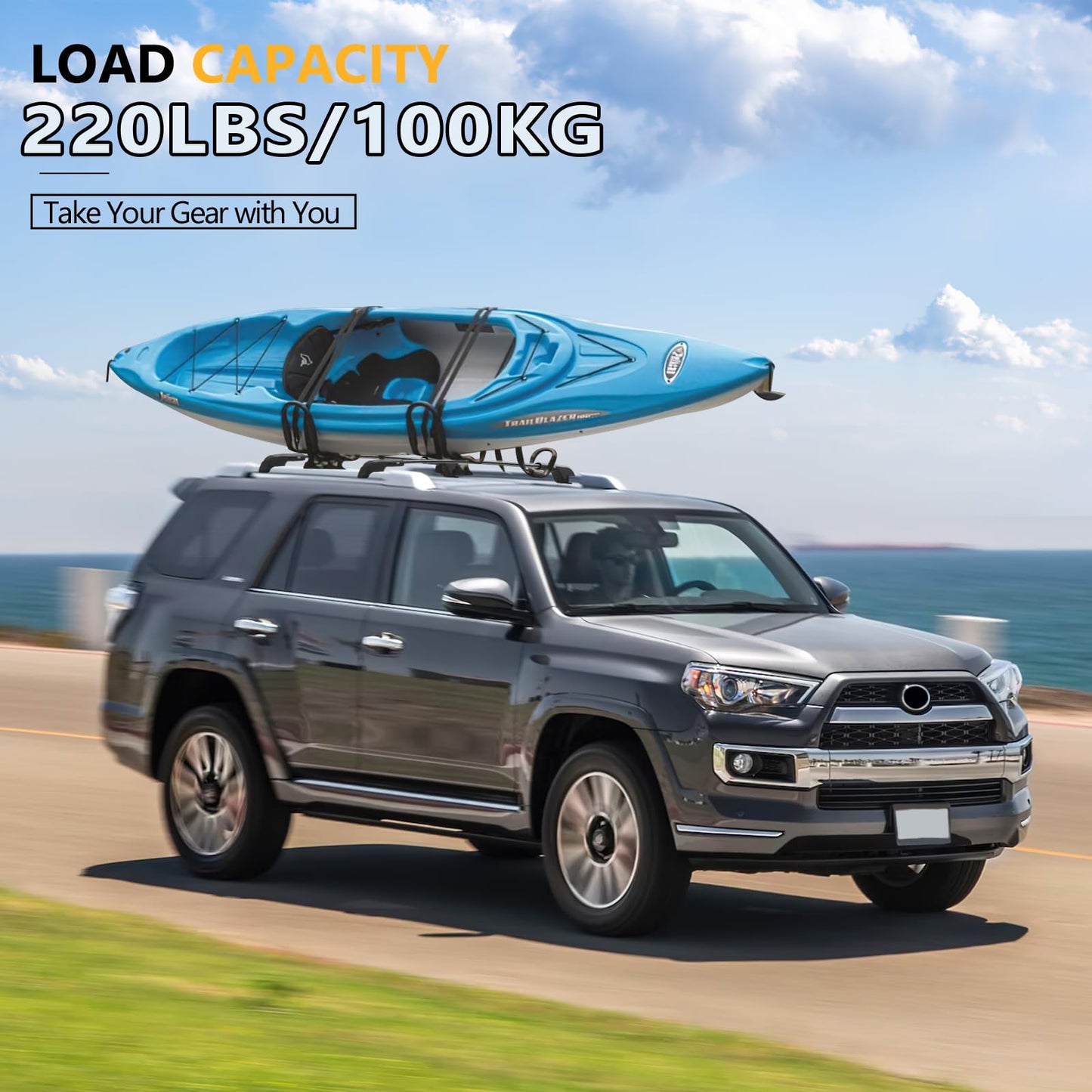 220lbs Roof Rack Cross Bars Compatible with Ford Explorer 2020-2024, Heavy Duty Aluminum Anti-Theft Lockable Metal Lock Roof Rails Crossbars Rooftop Cargo Bars Luggage Racks Carrier - OMOTOR