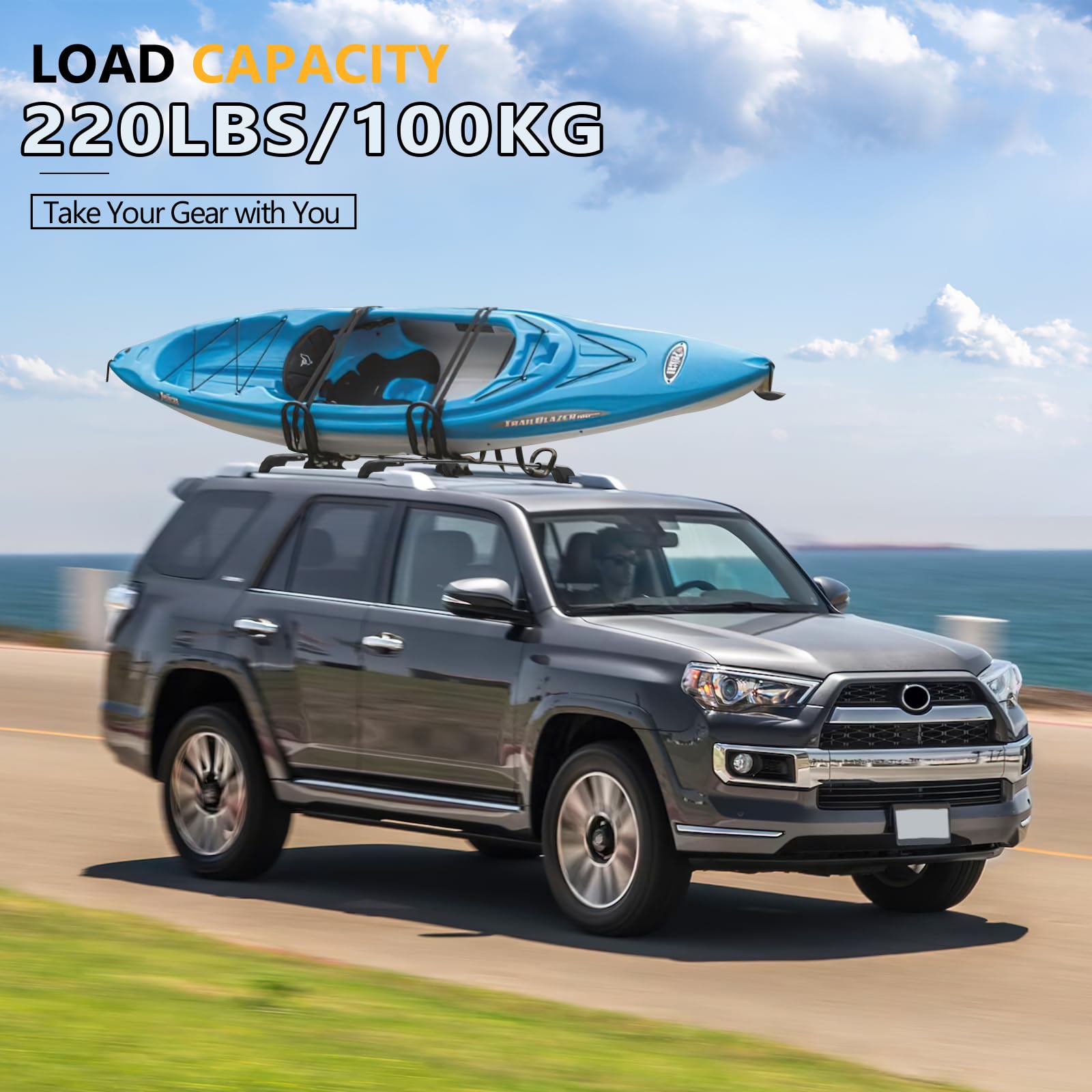 220lbs Roof Rack Cross Bars Compatible with Ford Explorer 2020-2024, Heavy Duty Aluminum Anti-Theft Lockable Metal Lock Roof Rails Crossbars Rooftop Cargo Bars Luggage Racks Carrier - OMOTOR