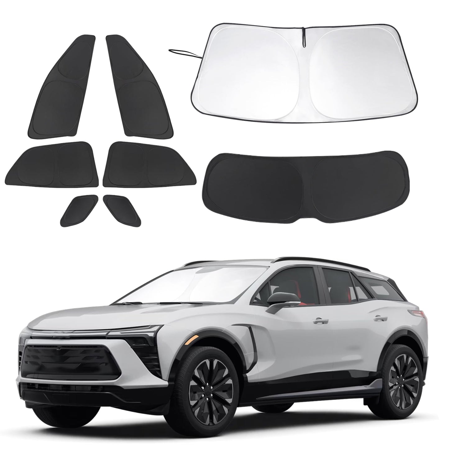 5PCS Windshield Sun Shade Custom Fit for 2021-2024 2025 Ford Bronco Accessories(Not for Bronco Sport) Foldable Sunshade Side Rear Window Shade Cover Full Set Privacy Protection