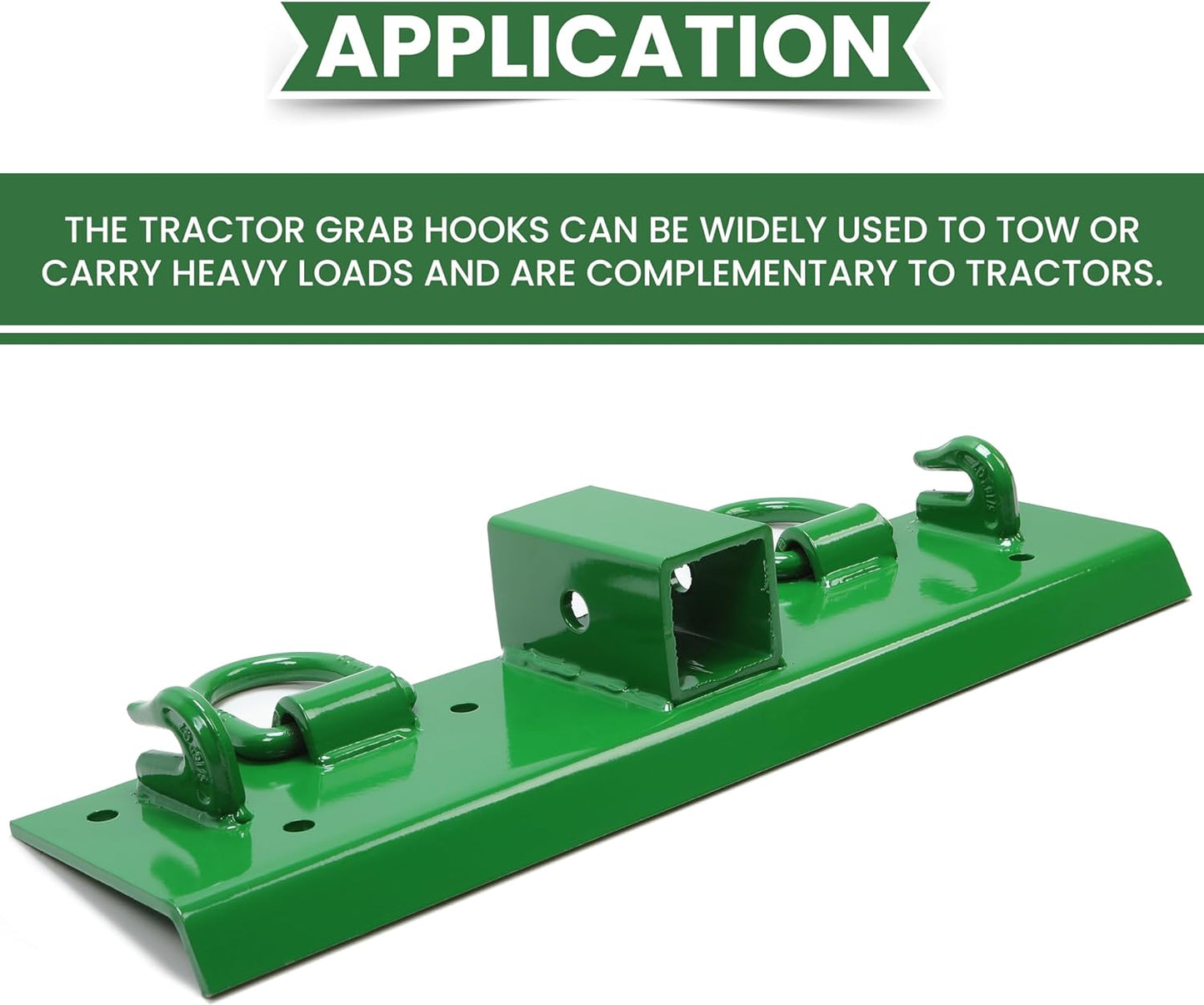 Tractor Grab Hooks 4.96" W × 21.93" L Compatible with John Deere 2" Receiver Compact Tractor Bolt on Grab Hooks - OMOTOR